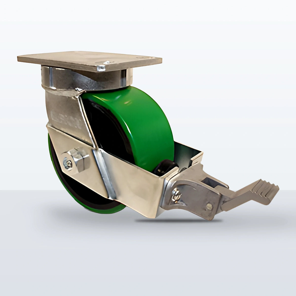 6" Polyurethane on Cast Iron Caster, Top Plate, 2000 lb Capacity - Roller Bearing, 4-1/2 X 6-1/4 Plate
