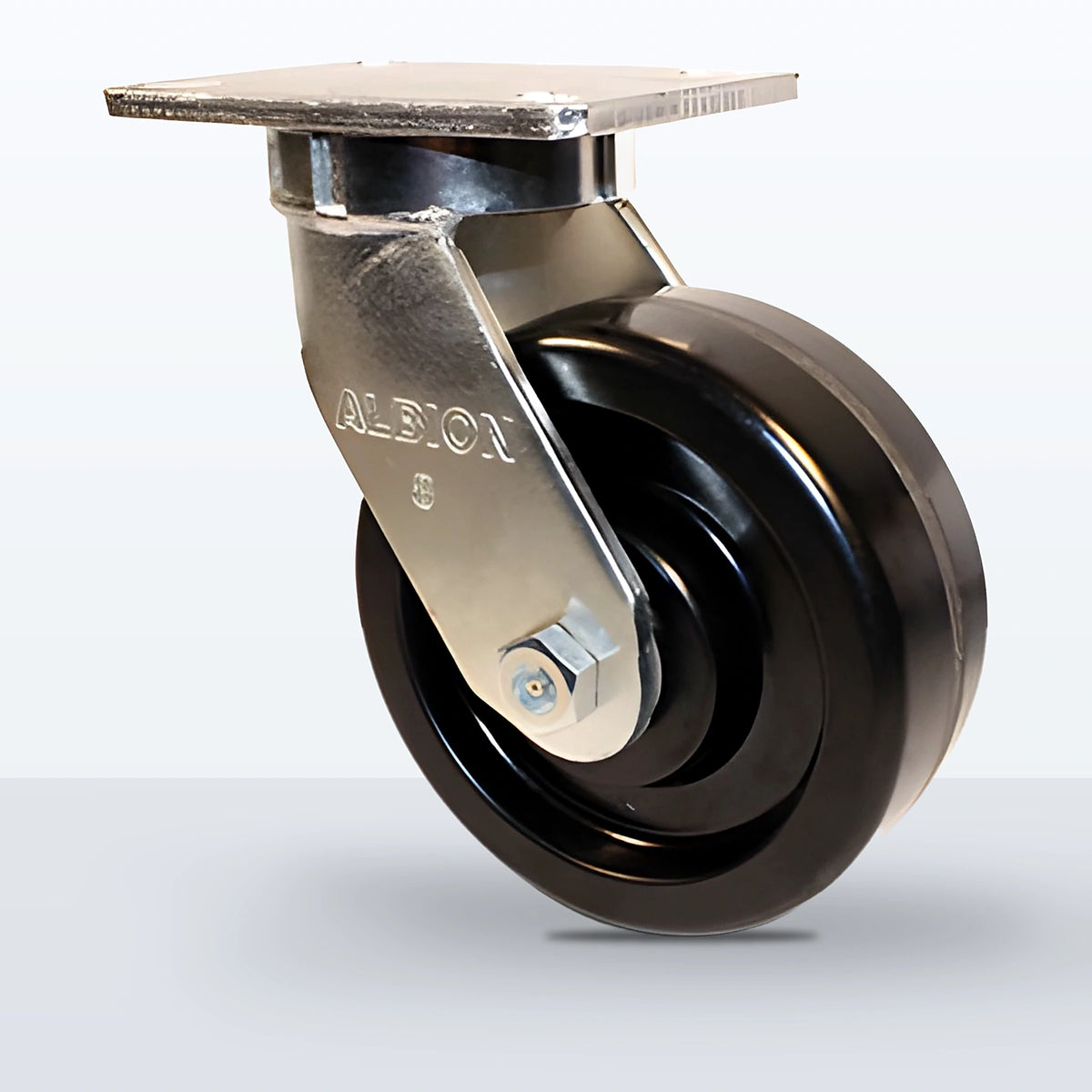8" Phenolic Caster, Top Plate, 2500 lb Capacity - Roller Bearing, 5-1/4 X 7-1/4 Plate