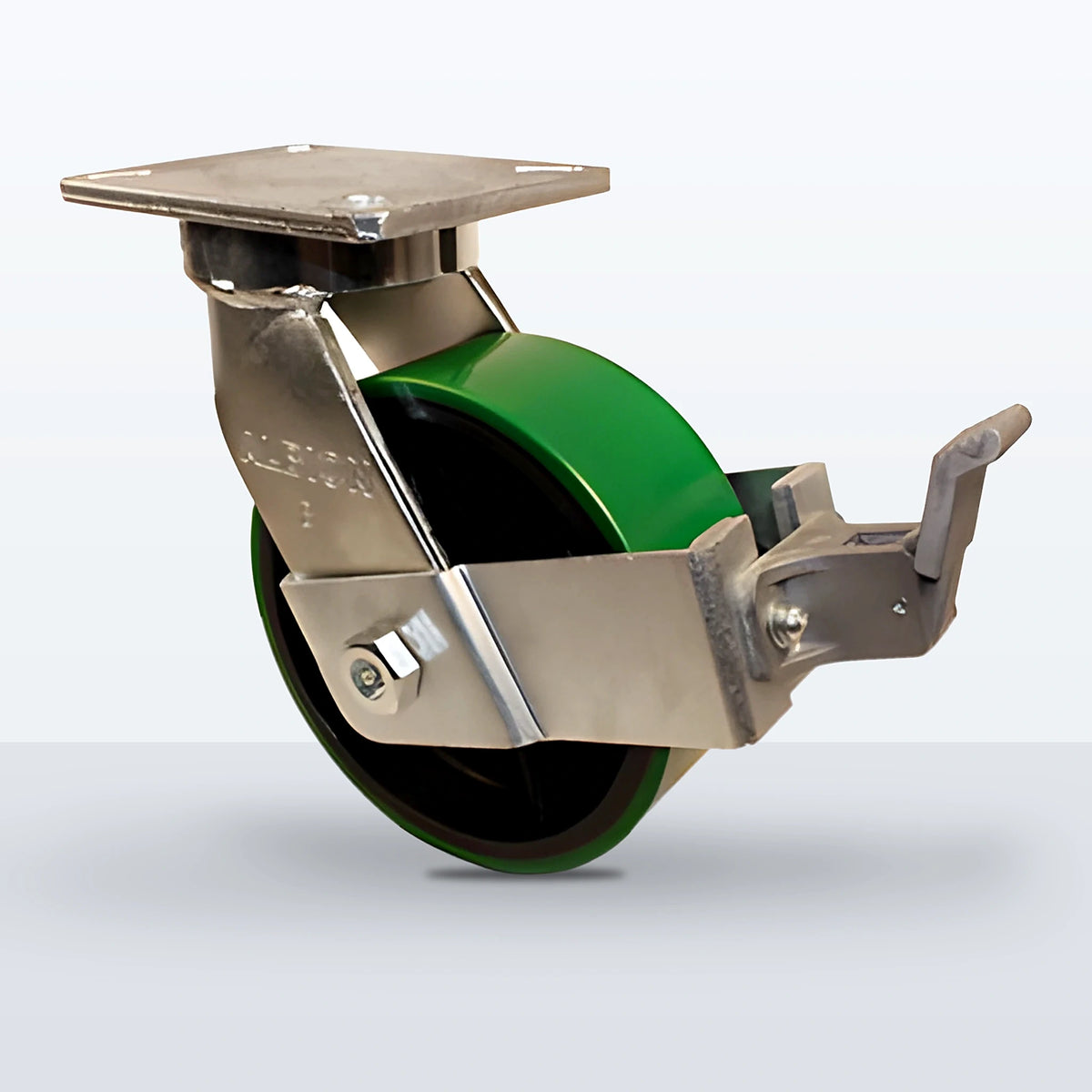 8" Polyurethane on Cast Iron Caster, Top Plate, 2500 lb Capacity - Roller Bearing, 5-1/4 X 7-1/4 Plate