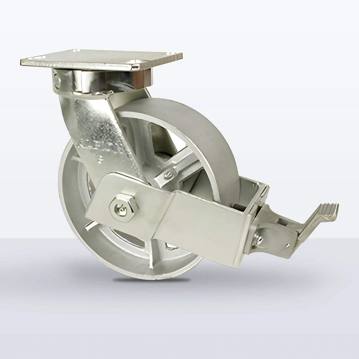 8" Cast Iron Caster, Top Plate, 2500 lb Capacity - Roller Bearing, 4-1/2 X 6-1/4 Plate