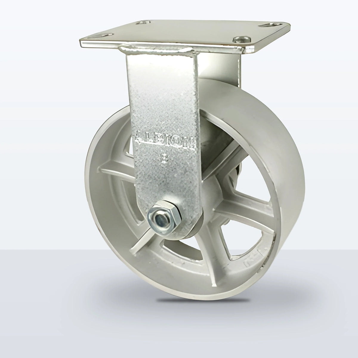 8" Cast Iron Caster, Top Plate, 2500 lb Capacity - Roller Bearing, 4-1/2 X 6-1/4 Plate