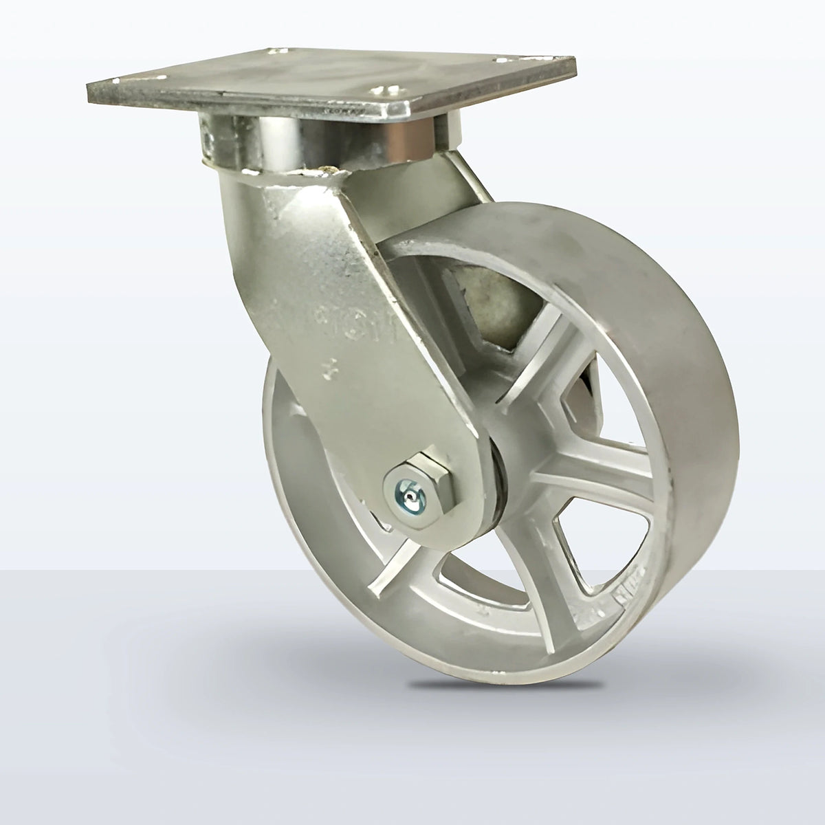8" Cast Iron Caster, Top Plate, 2500 lb Capacity - Roller Bearing, 5-1/4 X 7-1/4 Plate