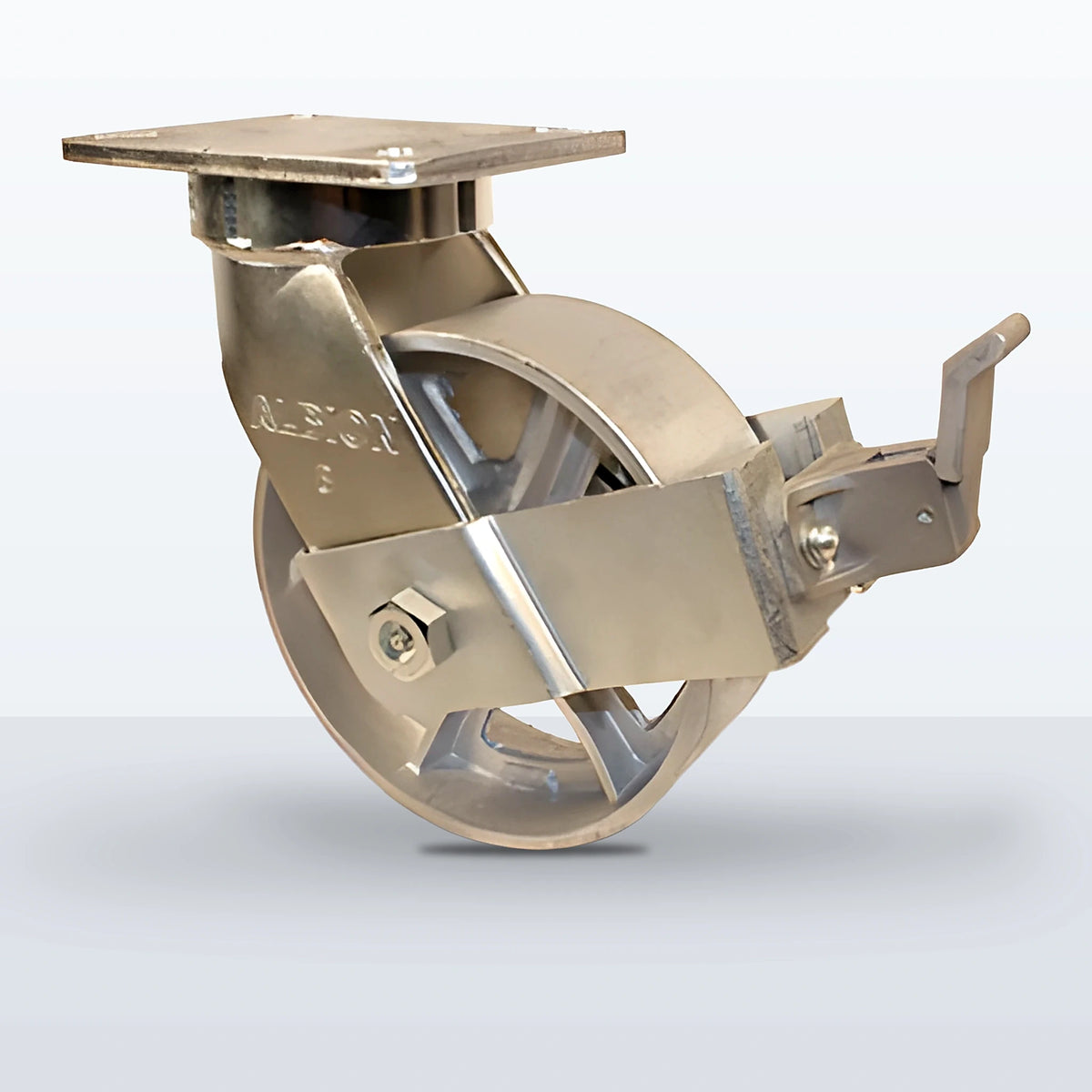 8" Cast Iron Caster, Top Plate, 2500 lb Capacity - Roller Bearing, 5-1/4 X 7-1/4 Plate