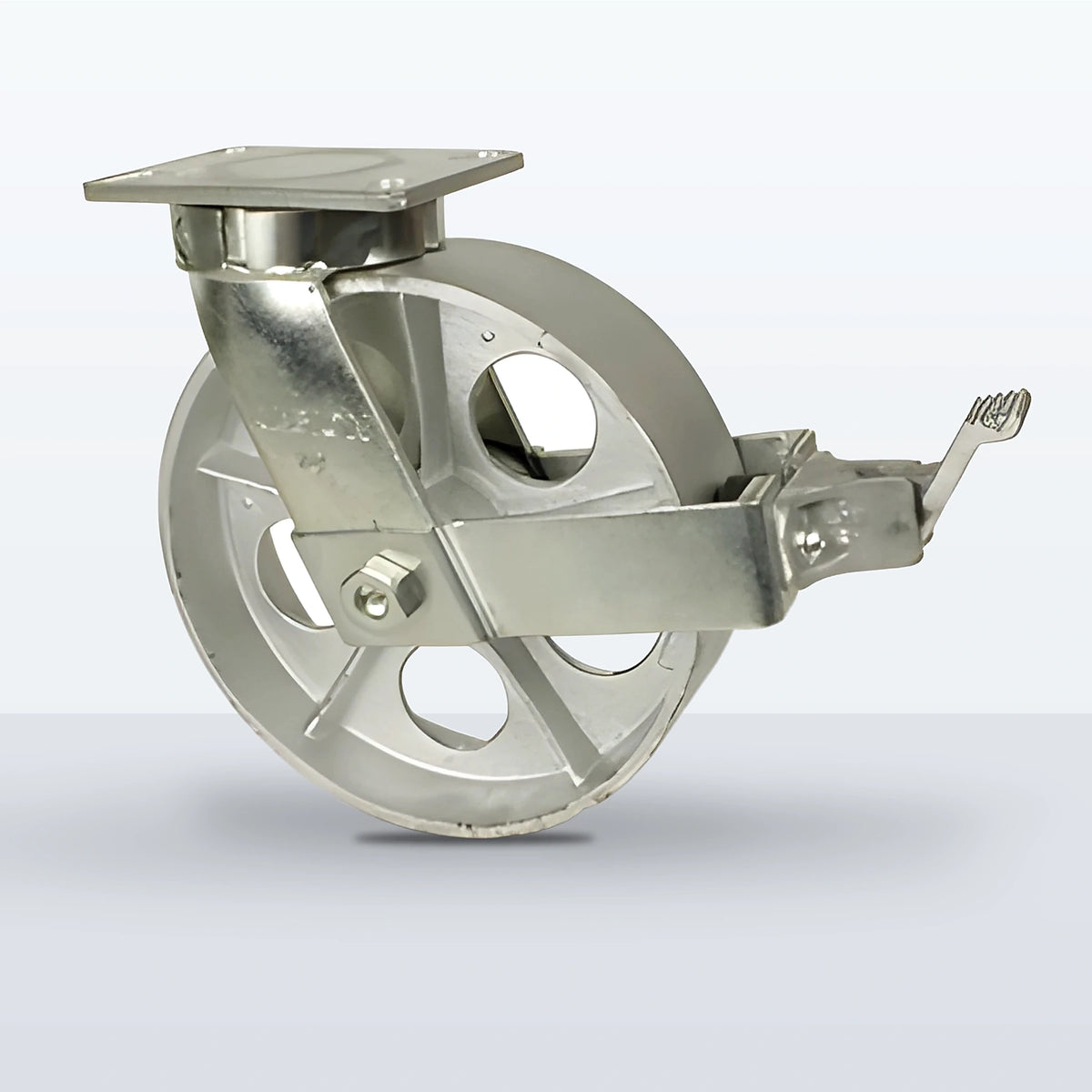 10" Cast Iron Caster, Top Plate, 2500 lb Capacity - Roller Bearing, 4-1/2 X 6-1/4 Plate