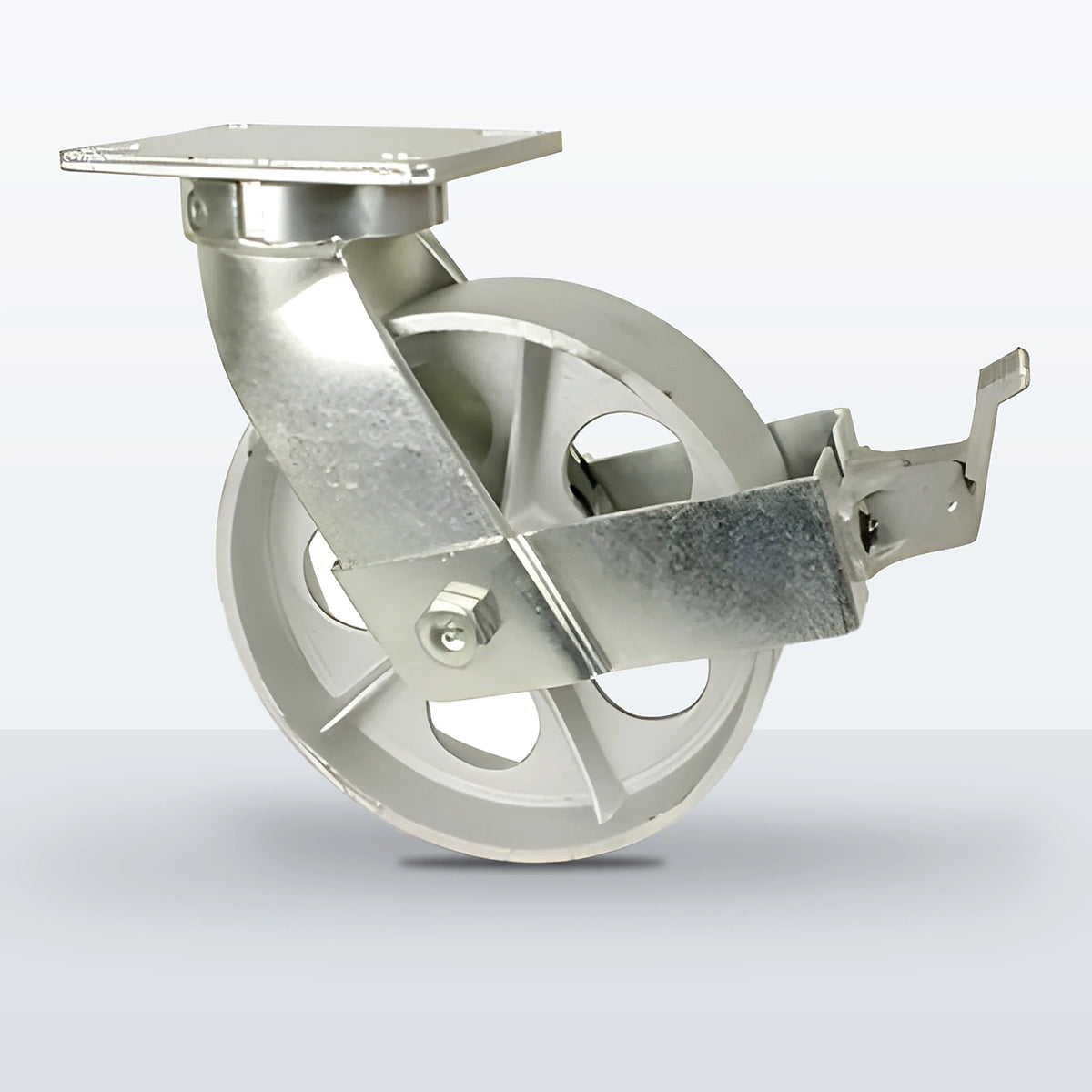 10" Cast Iron Caster, Top Plate, 2500 lb Capacity - Roller Bearing, 5-1/4 X 7-1/4 Plate
