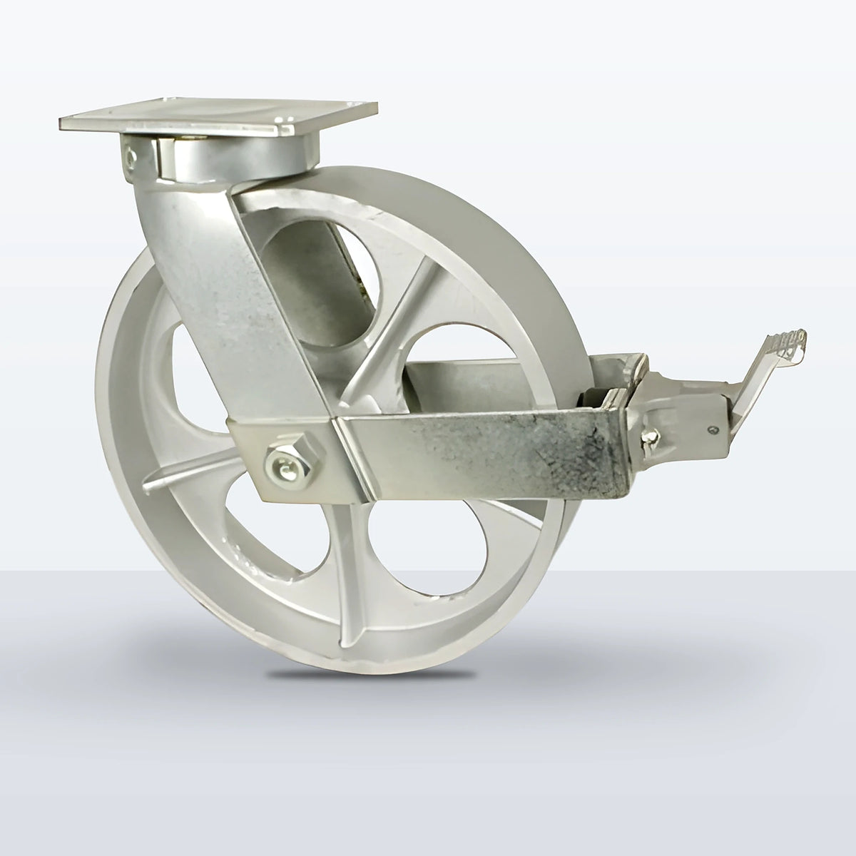 12" Cast Iron Caster, Top Plate, 2500 lb Capacity - Roller Bearing, 4-1/2 X 6-1/4 Plate