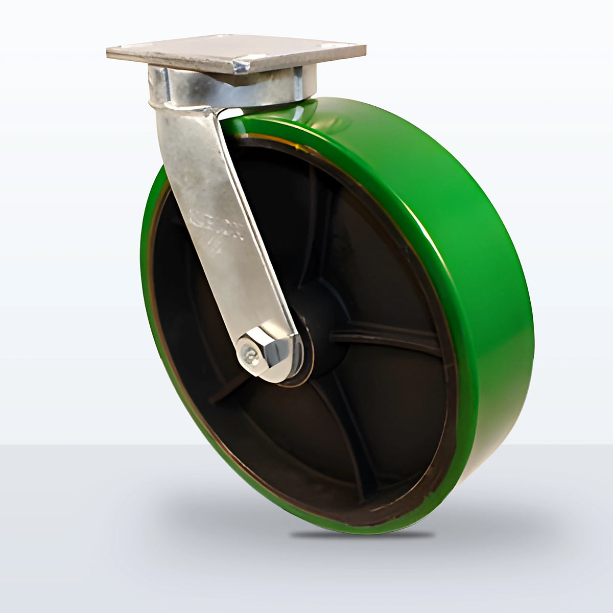 12" Polyurethane on Cast Iron Caster, Top Plate, 3500 lb Capacity - Roller Bearing, 4-1/2 X 6-1/4 Plate