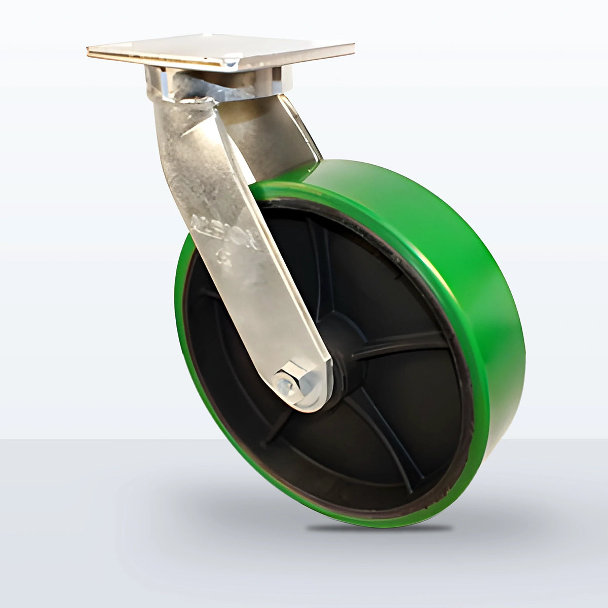 12" Polyurethane on Cast Iron Caster, Top Plate, 3500 lb Capacity - Roller Bearing, 5-1/4 X 7-1/4 Plate