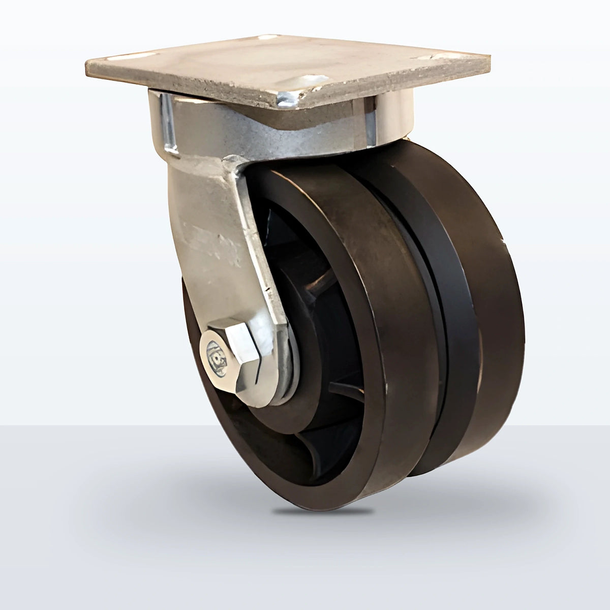 6" V-groove Cast Iron Caster, Top Plate, 3500 lb Capacity - Roller Bearing, 4-1/2 X 6-1/4 Plate