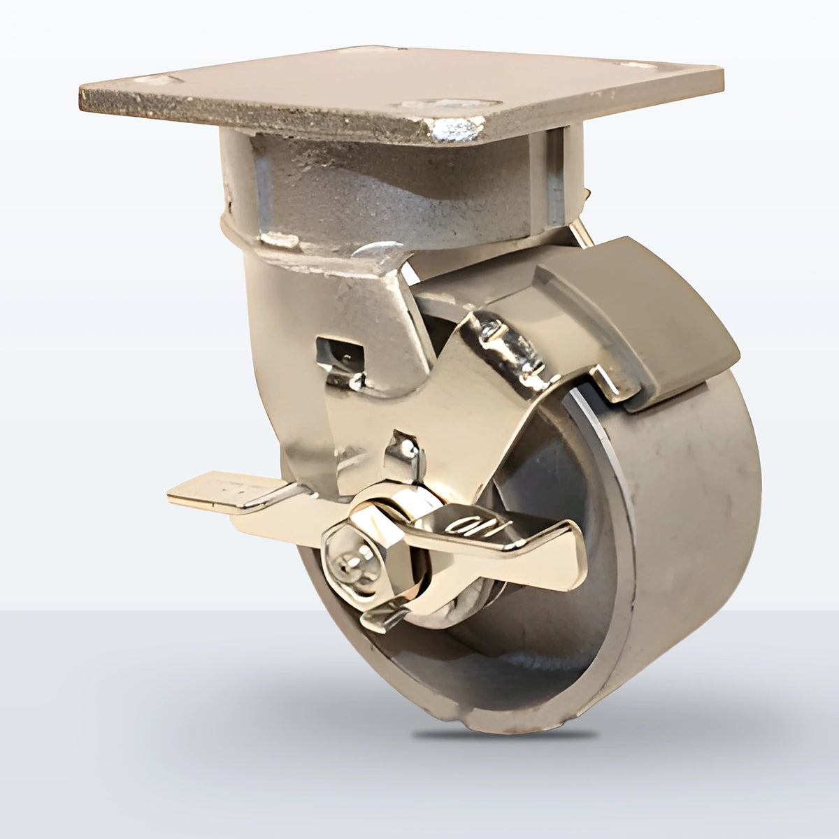 4" Cast Iron Caster, Top Plate, 800 lb Capacity - Roller Bearing, 4 X 4-1/2 Plate