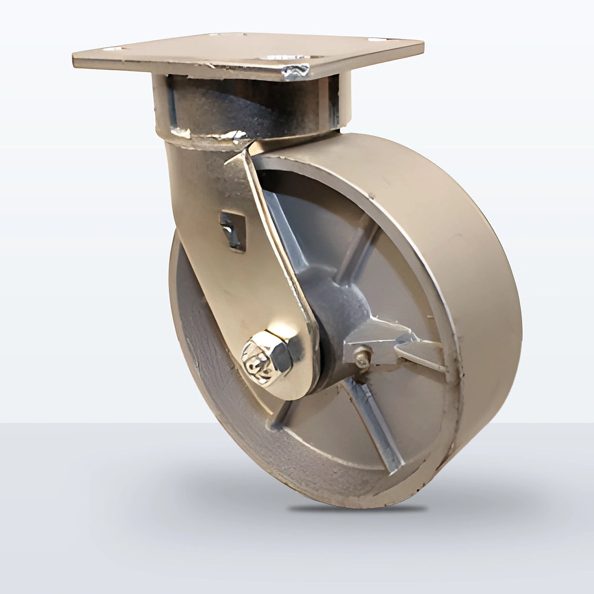 6" Cast Iron Caster, Top Plate, 1200 lb Capacity - Roller Bearing, 4 X 4-1/2 Plate