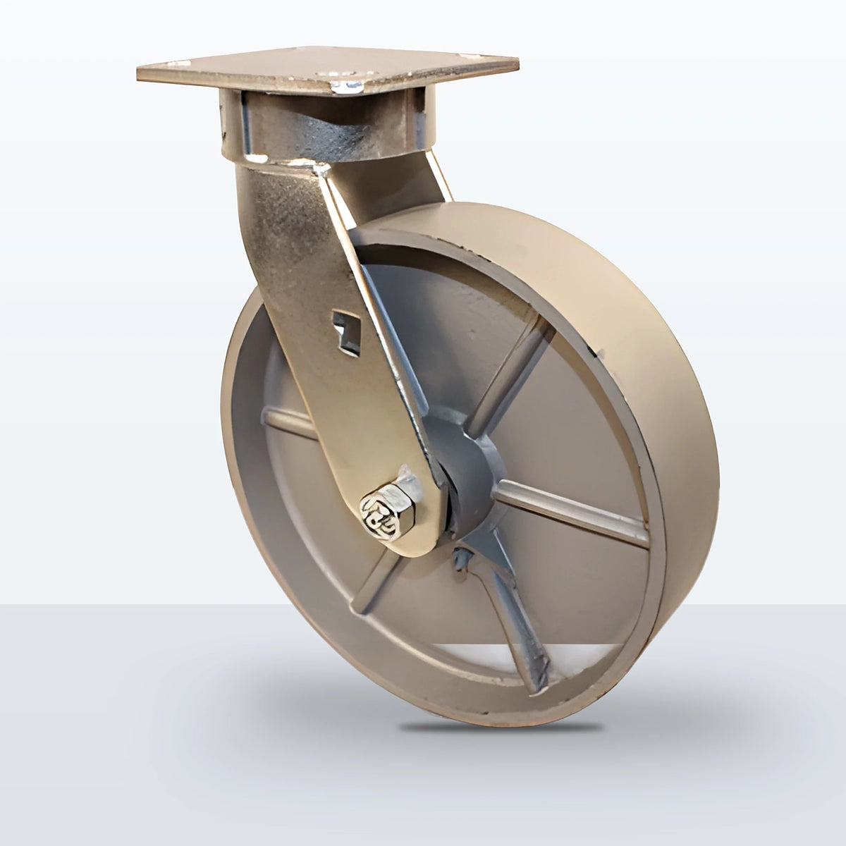 8" Cast Iron Caster, Top Plate, 1250 lb Capacity - Roller Bearing, 4 X 4-1/2 Plate