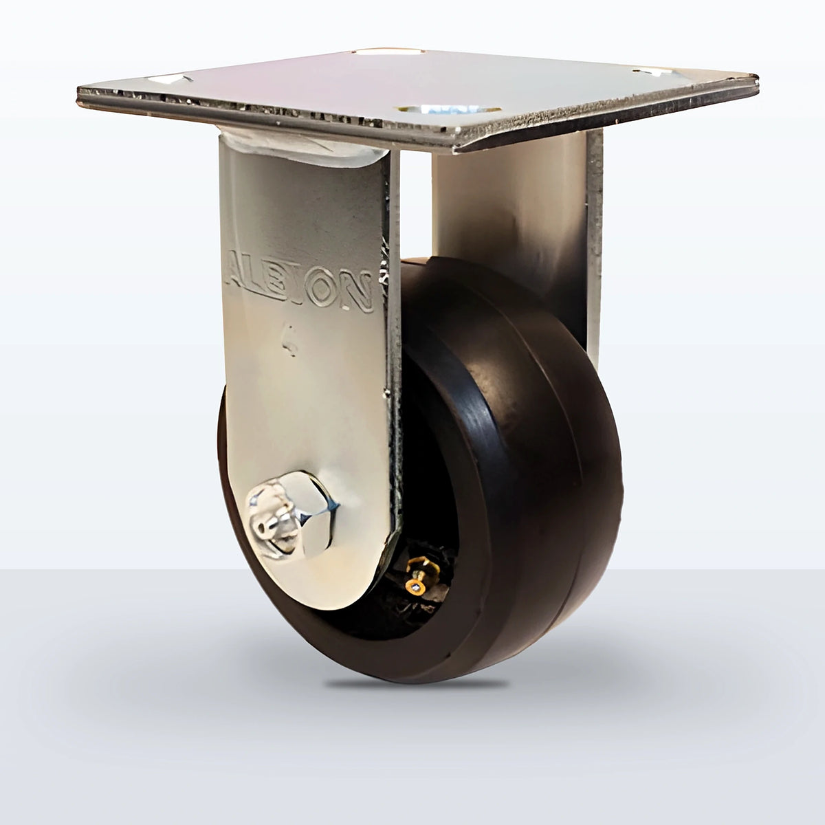 4" Rubber on Cast Iron Caster, Top Plate, 400 lb Capacity - Roller Bearing, 4 X 4-1/2 Plate