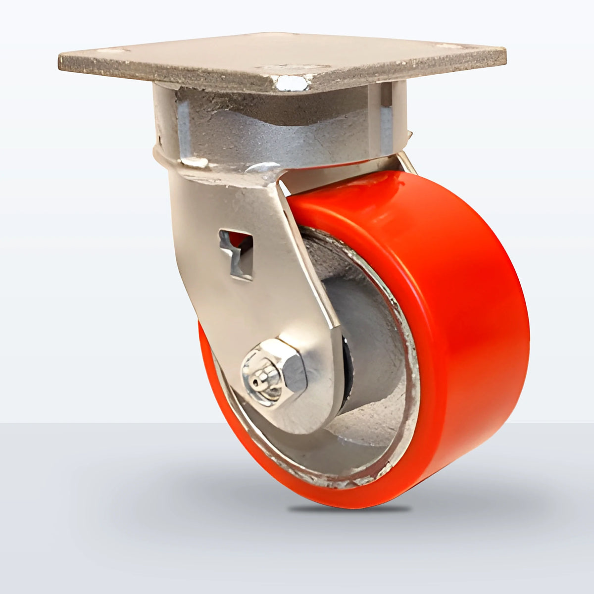 4" Polyurethane on Cast Iron Caster, Top Plate, 800 lb Capacity - Roller Bearing, 4 X 4-1/2 Plate