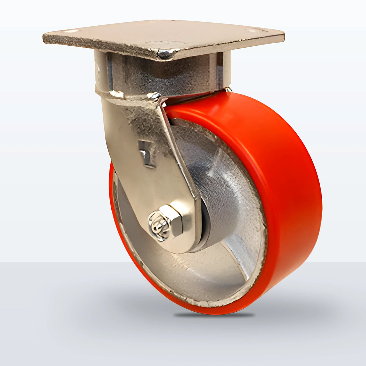 5" Polyurethane on Cast Iron Caster, Top Plate, 1100 lb Capacity - Roller Bearing, 4 X 4-1/2 Plate