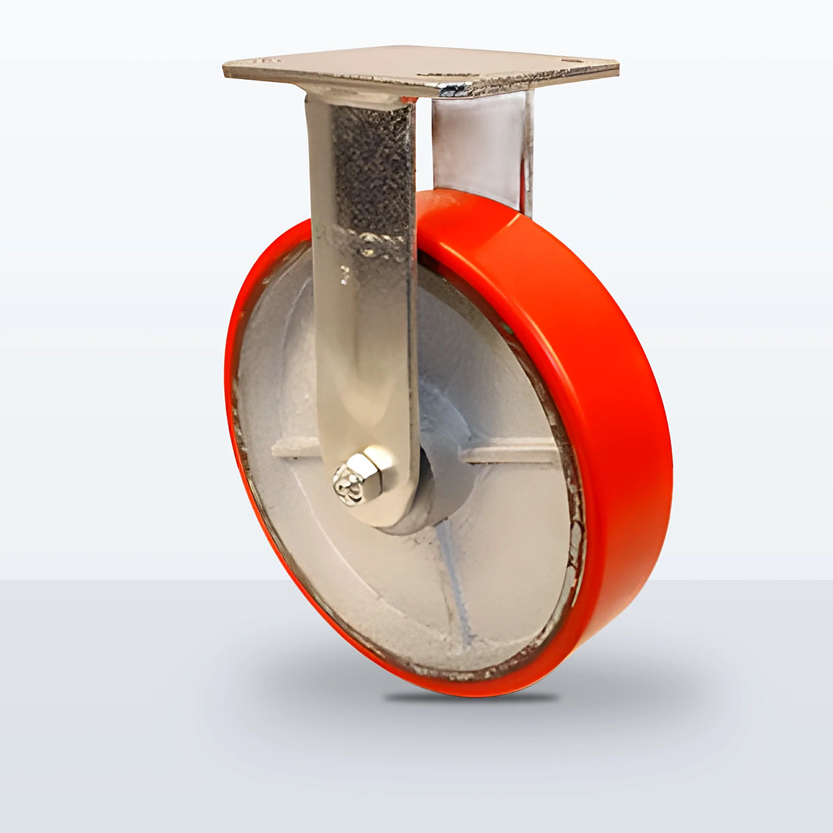 8" Polyurethane on Cast Iron Caster, Top Plate, 1250 lb Capacity - Roller Bearing, 4 X 4-1/2 Plate