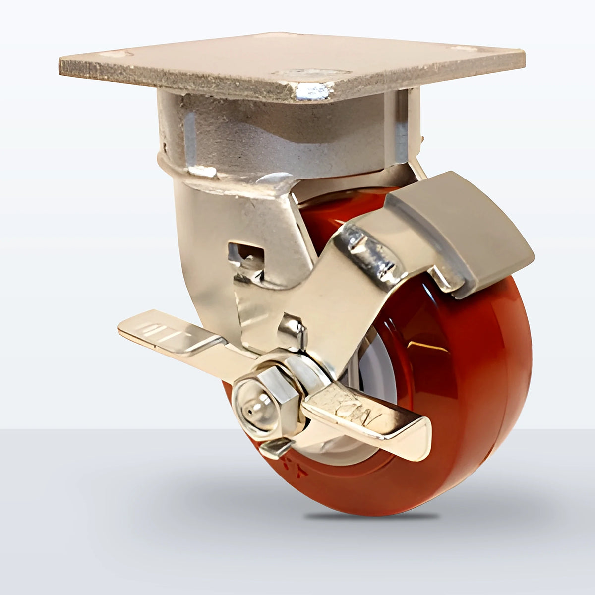 4" Polyurethane on Polypropylene Caster, Top Plate, 600 lb Capacity - Roller Bearing, 4 X 4-1/2 Plate, 5-5/8" Overall Height
