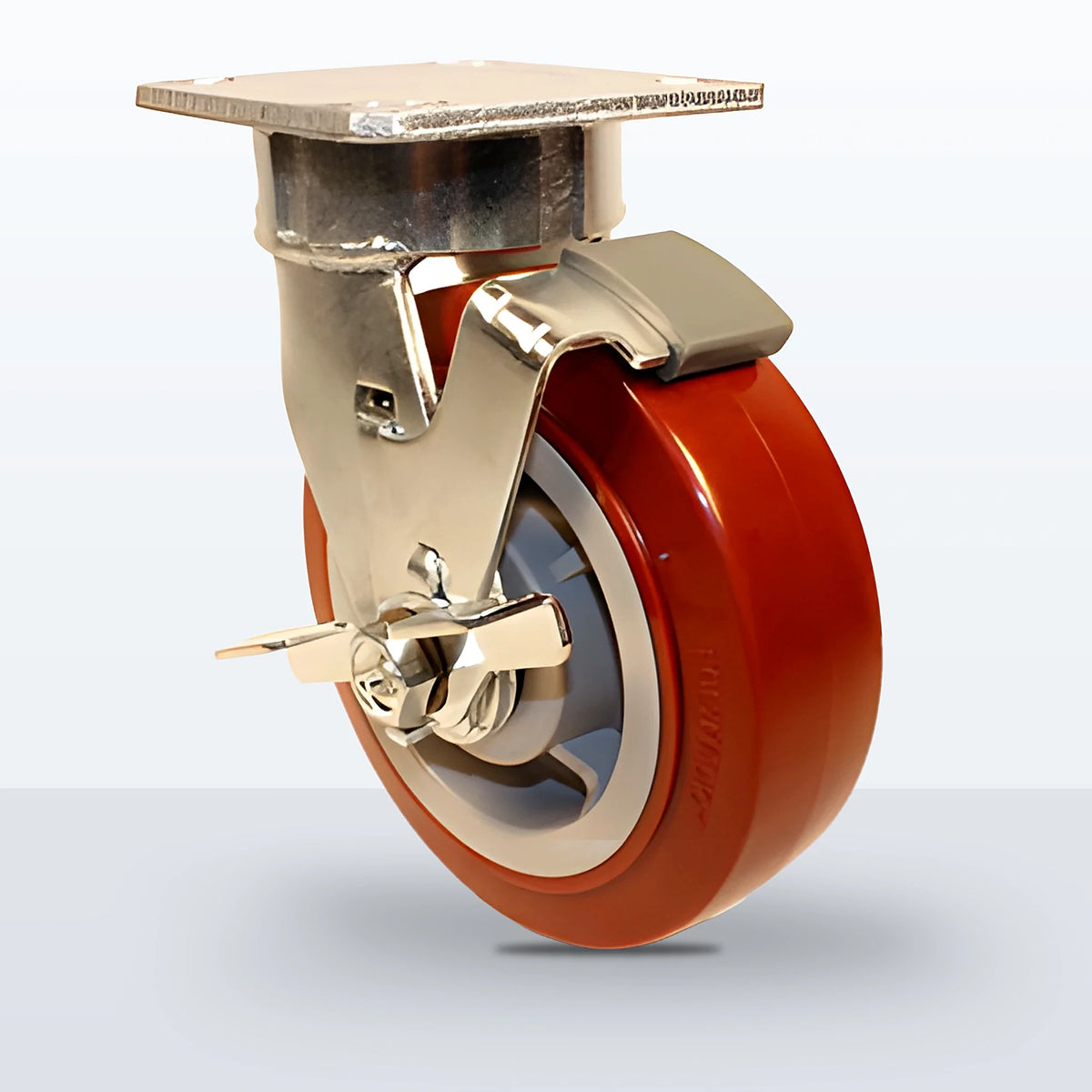 6" Polyurethane on Polypropylene Caster, Top Plate, 900 lb Capacity - Roller Bearing, 4 X 4-1/2 Plate, 7-1/2" Overall Height