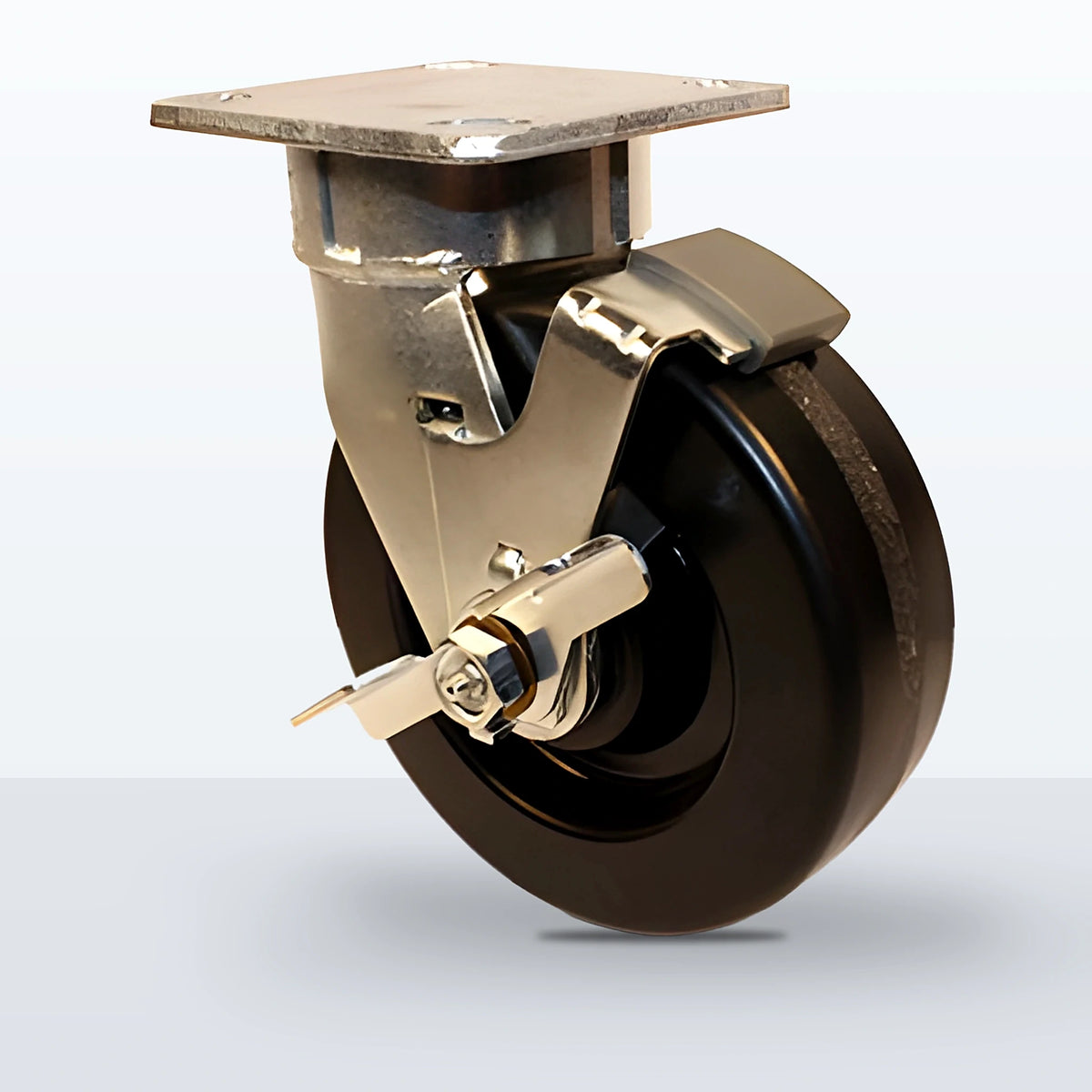 6" Phenolic Caster, Top Plate, 1200 lb Capacity - Roller Bearing, 4 X 4-1/2 Plate