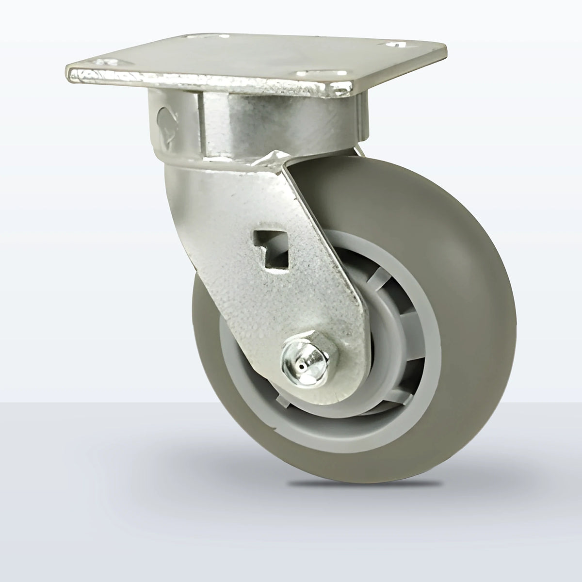 5" Thermoplastic Rubber Caster, Top Plate, 350 lb Capacity - Roller Bearing, 4 X 4-1/2 Plate