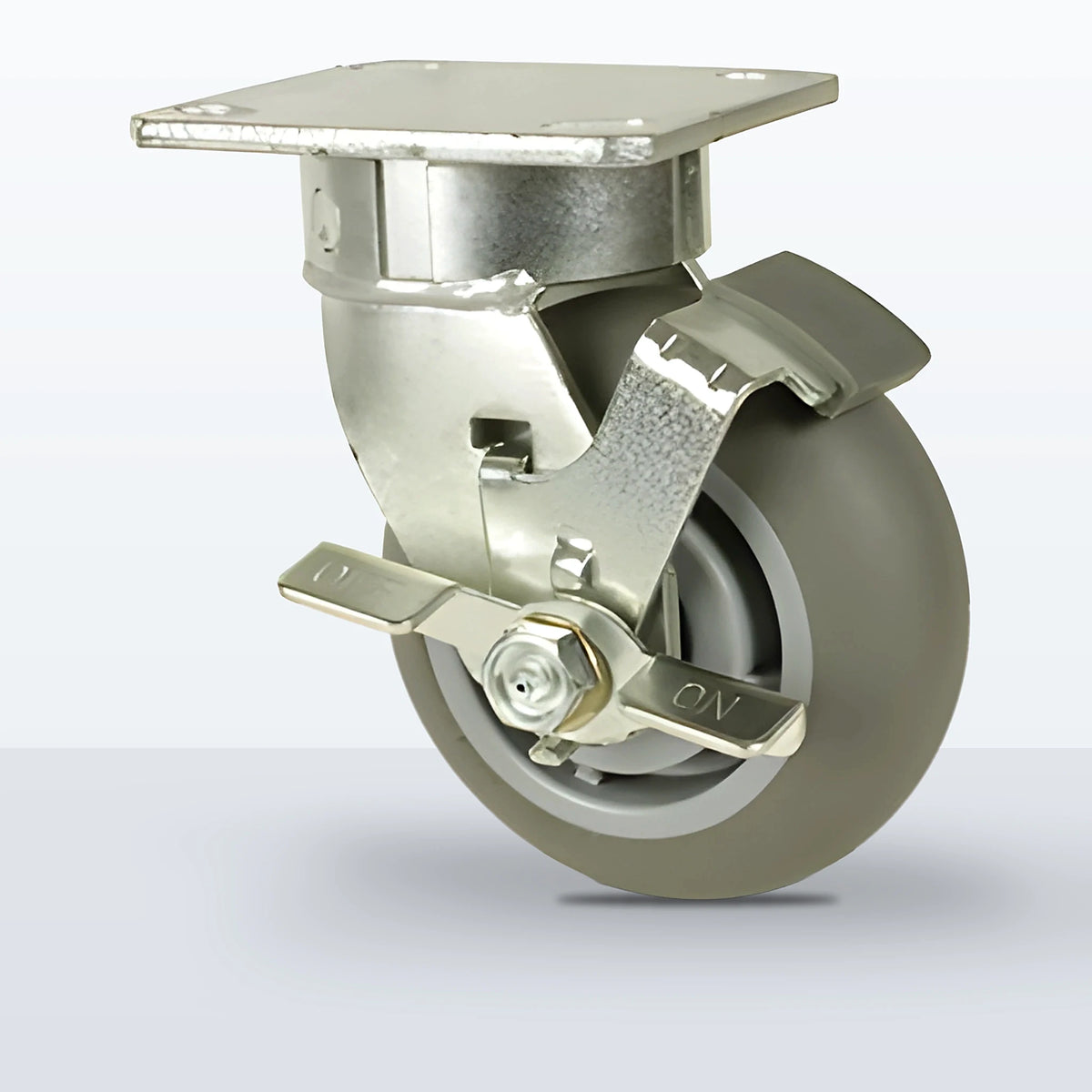 5" Thermoplastic Rubber Caster, Top Plate, 350 lb Capacity - Roller Bearing, 4 X 4-1/2 Plate, 6-1/2" Overall Height