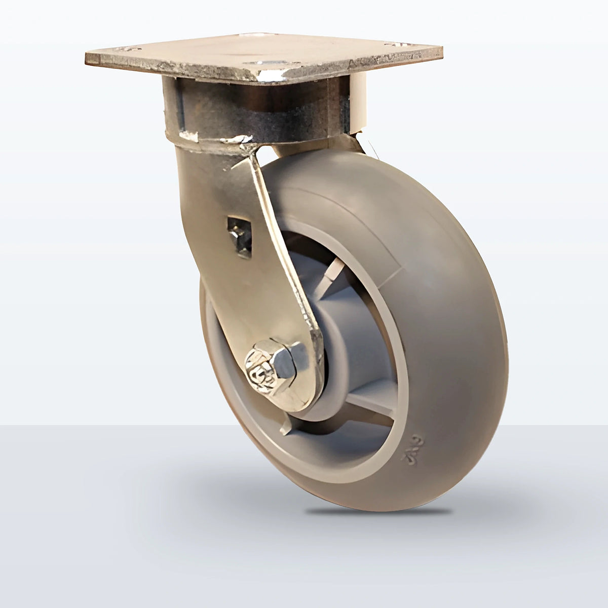 6" Thermoplastic Rubber Caster, Top Plate, 500 lb Capacity - Roller Bearing, 4 X 4-1/2 Plate