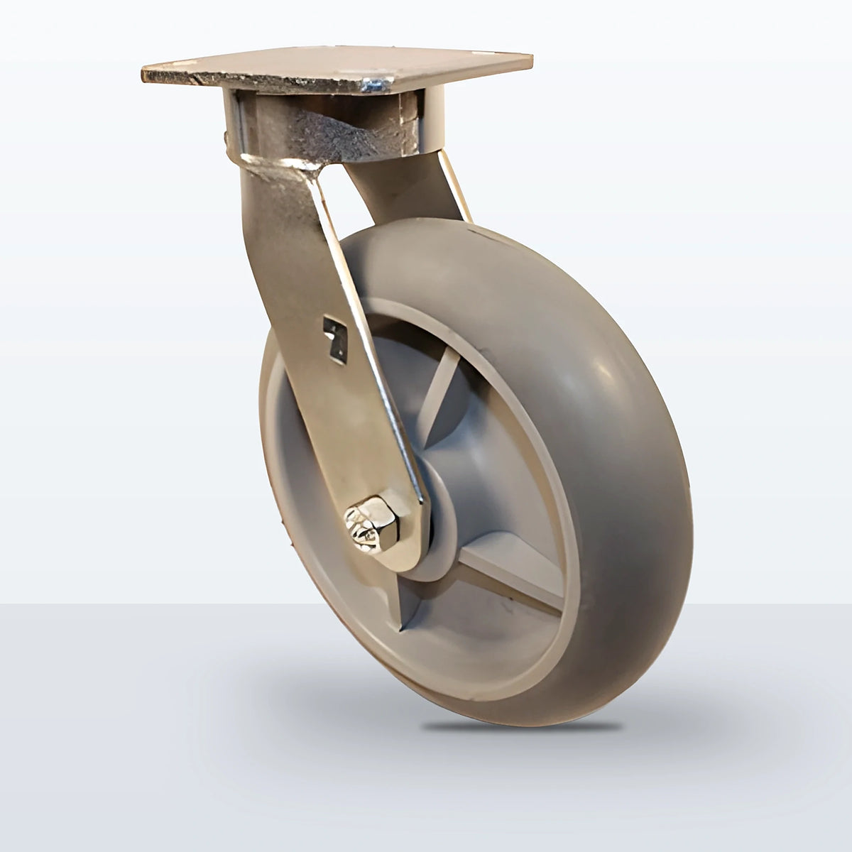 8" Thermoplastic Rubber Caster, Top Plate, 600 lb Capacity - Roller Bearing, 4 X 4-1/2 Plate