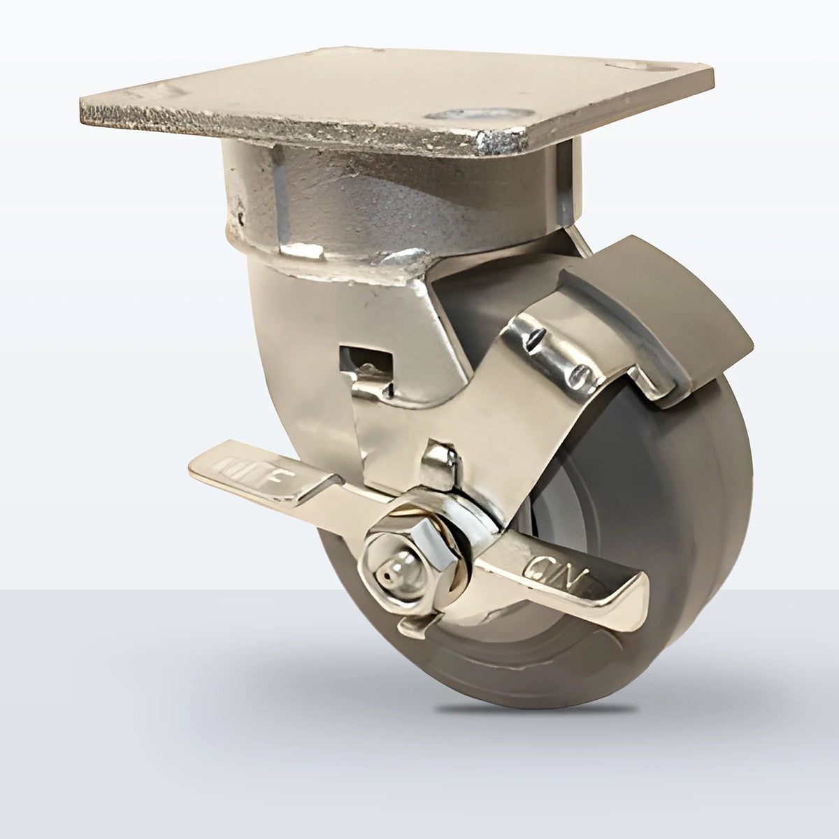 4" Thermoplastic Rubber Caster, Top Plate, 350 lb Capacity - Roller Bearing (10585)