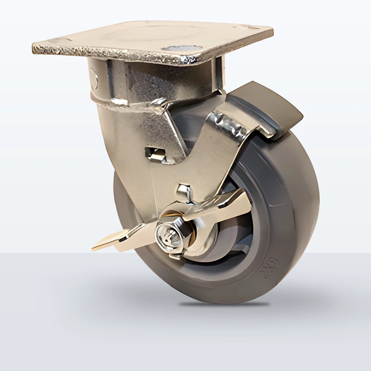 5" Thermoplastic Rubber Caster, Top Plate, 350 lb Capacity - Roller Bearing (10587)
