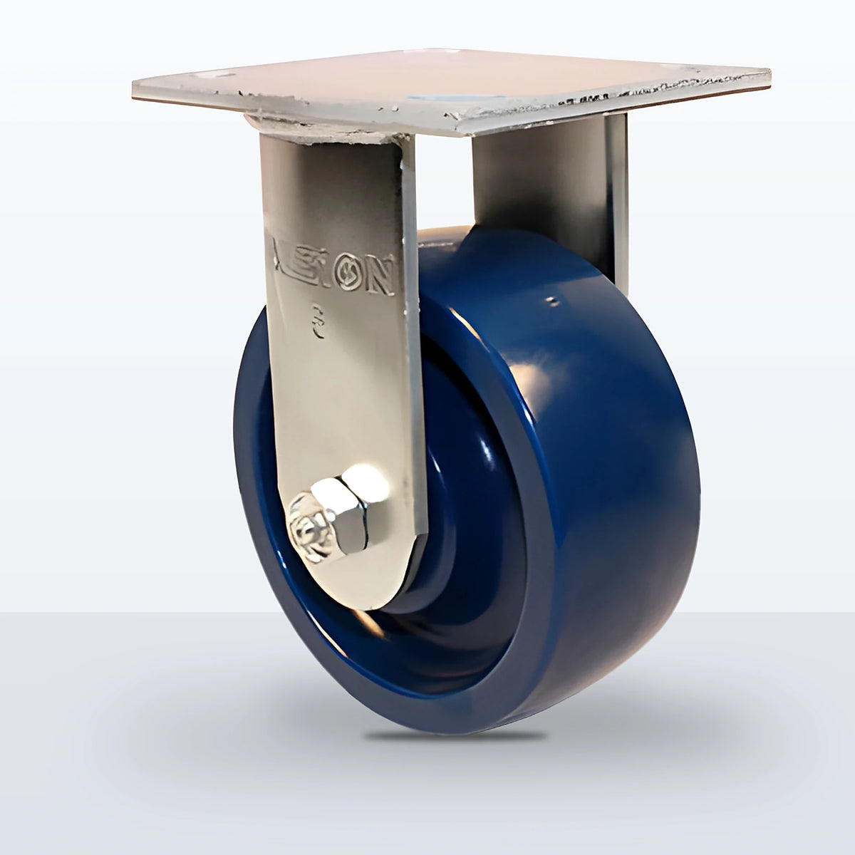5" Solid Polyurethane Caster, Top Plate, 800 lb Capacity - Roller Bearing, 4 X 4-1/2 Plate, 6-1/2" Overall Height, Zinc