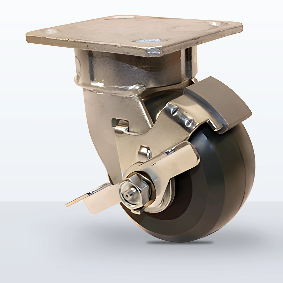 4" Premium Solid Polyurethane Caster, Top Plate, 1000 lb Capacity - Roller Bearing, 4 X 4-1/2 Plate