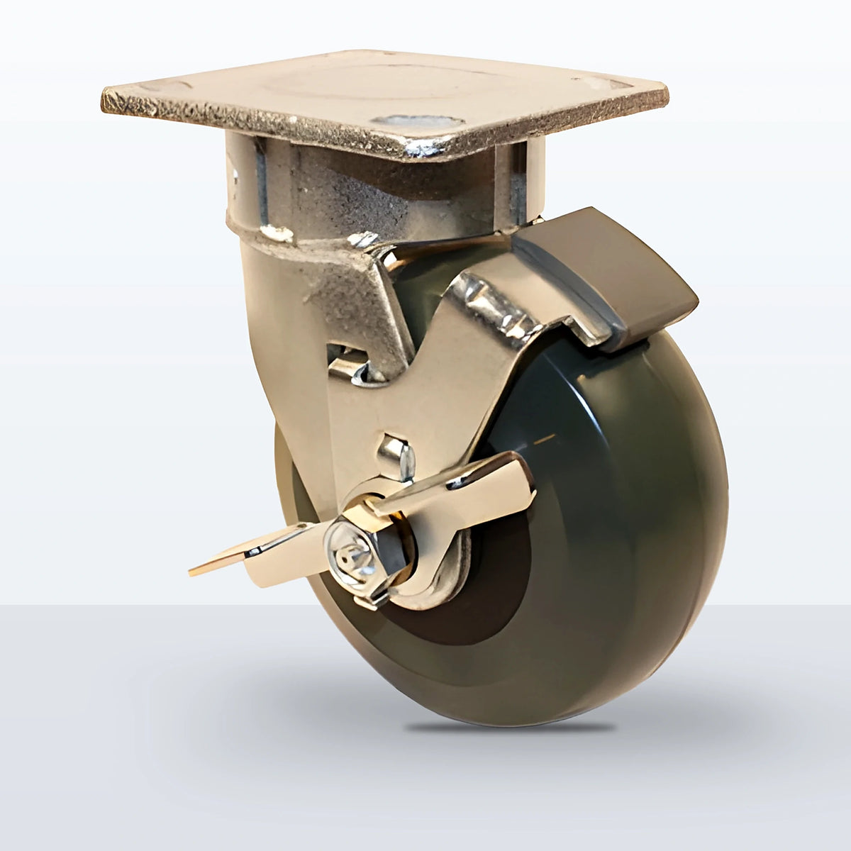5" Premium Solid Polyurethane Caster, Top Plate, 1400 lb Capacity - Roller Bearing