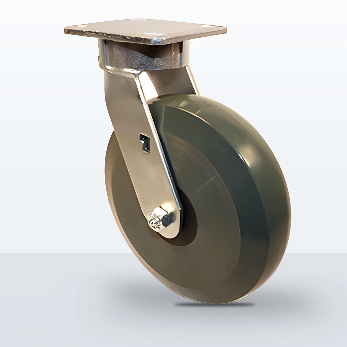 8" Premium Solid Polyurethane Caster, Top Plate, 1500 lb Capacity - Roller Bearing