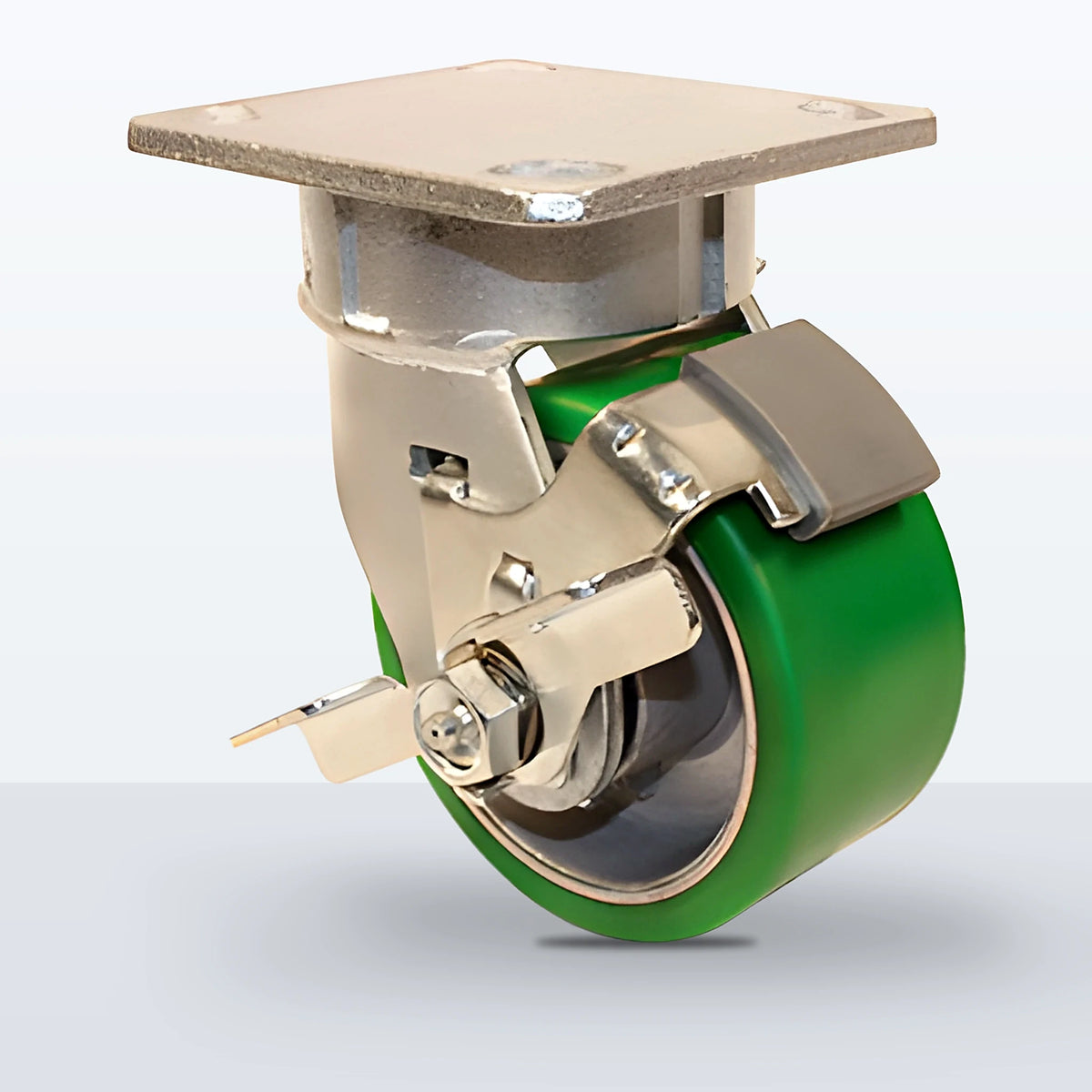 4" Polyurethane on Aluminum Caster, Top Plate, 800 lb Capacity - Roller Bearing, 4 X 4-1/2 Plate