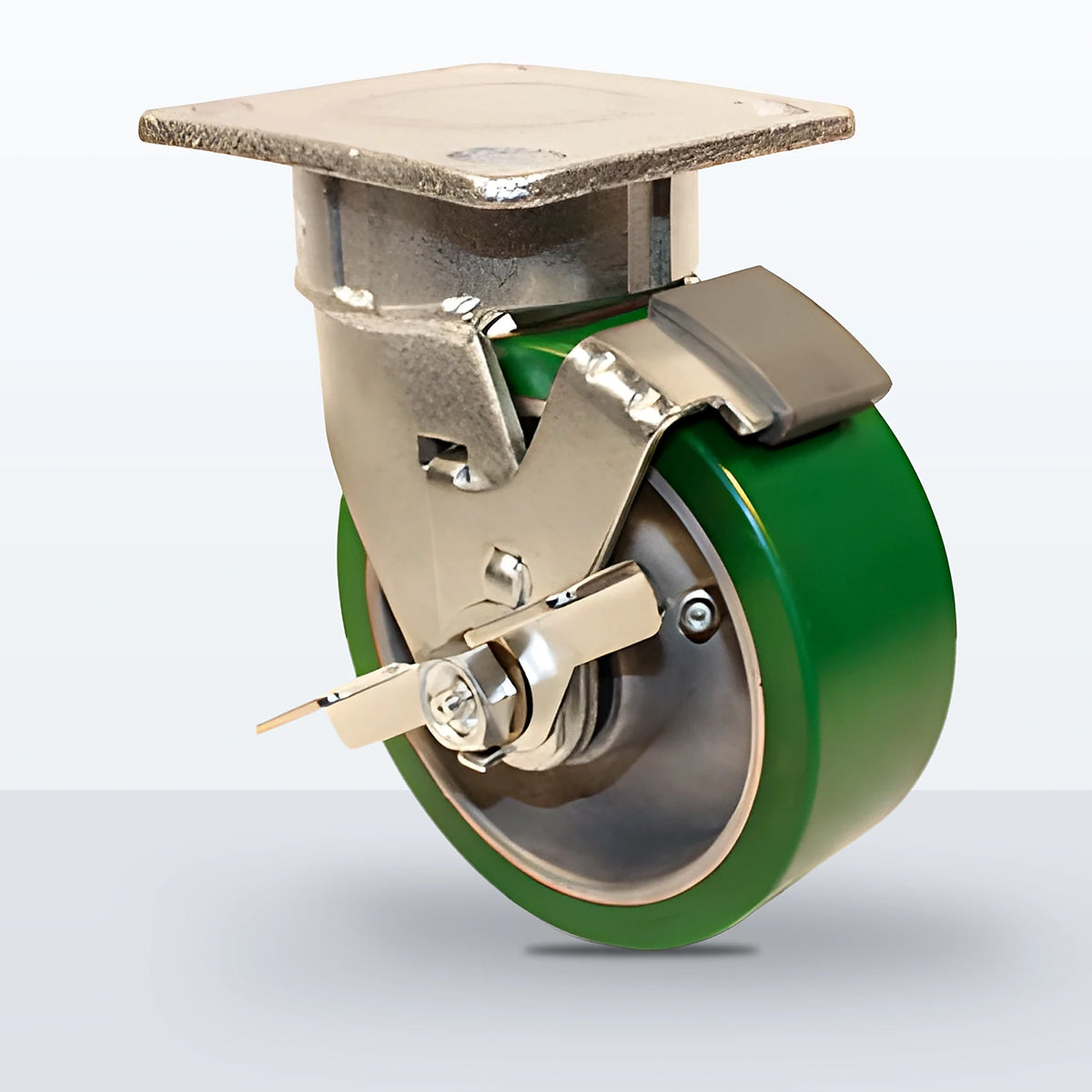 5" Polyurethane on Aluminum Caster, Top Plate, 900 lb Capacity - Roller Bearing, 4 X 4-1/2 Plate