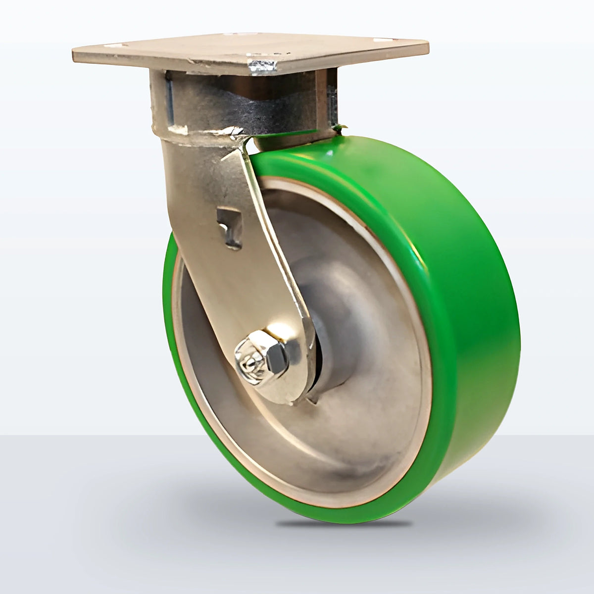 6" Polyurethane on Aluminum Caster, Top Plate, 1200 lb Capacity - Roller Bearing, 4 X 4-1/2 Plate