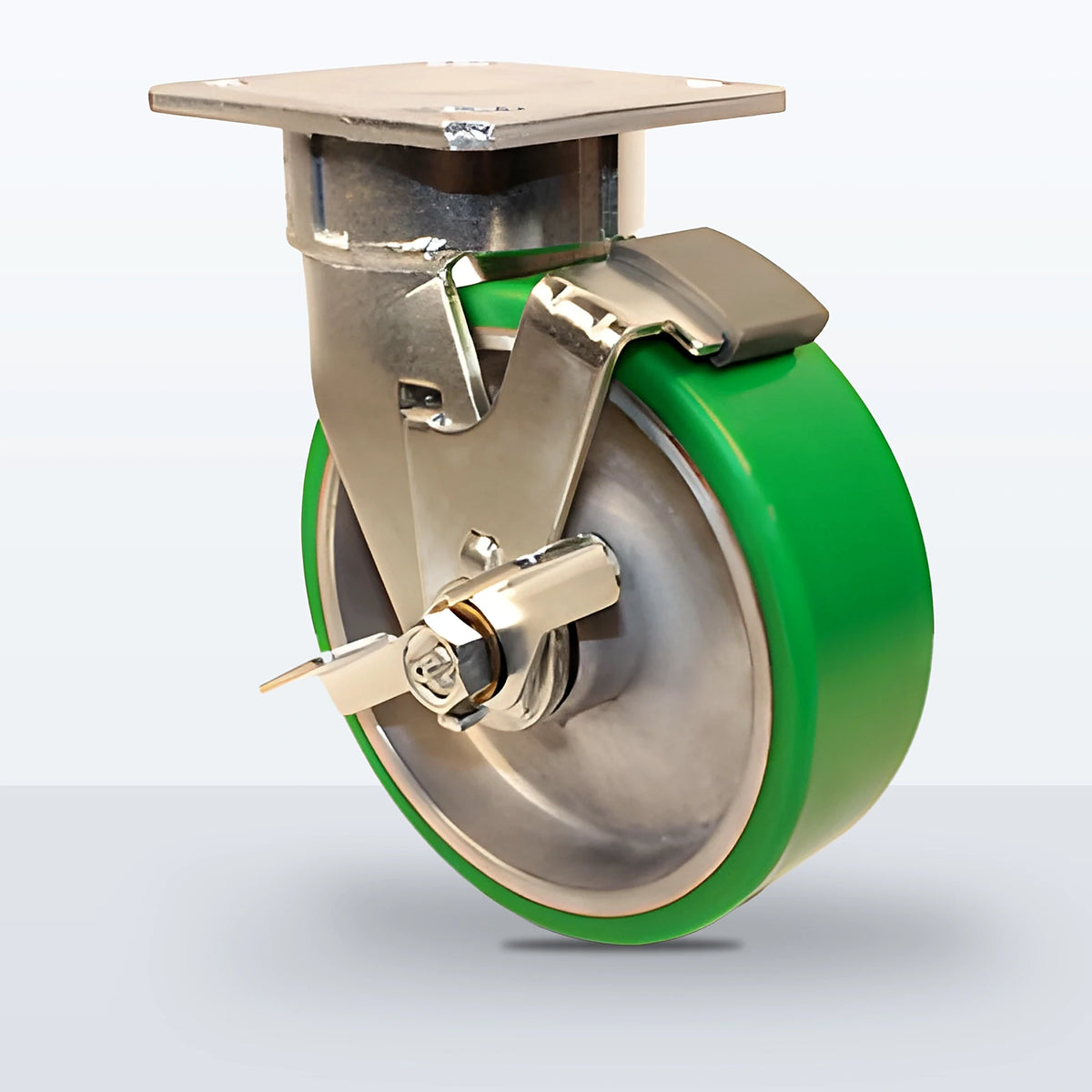 6" Polyurethane on Aluminum Caster, Top Plate, 1200 lb Capacity - Roller Bearing, 4 X 4-1/2 Plate