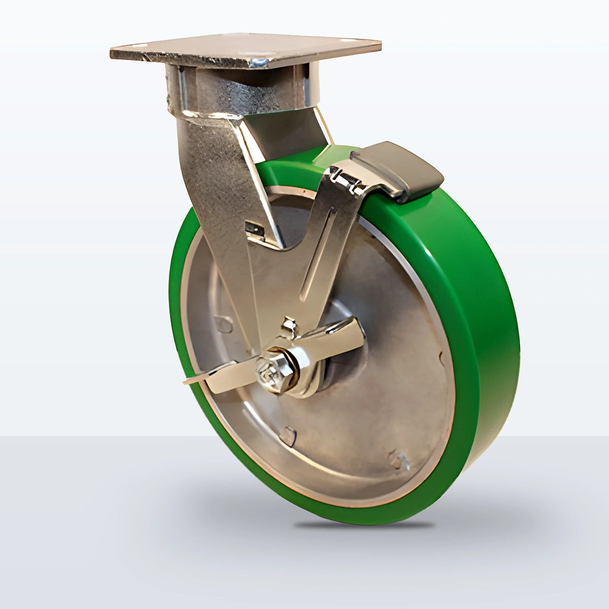 8" Polyurethane on Aluminum Caster, Top Plate, 1500 lb Capacity - Roller Bearing