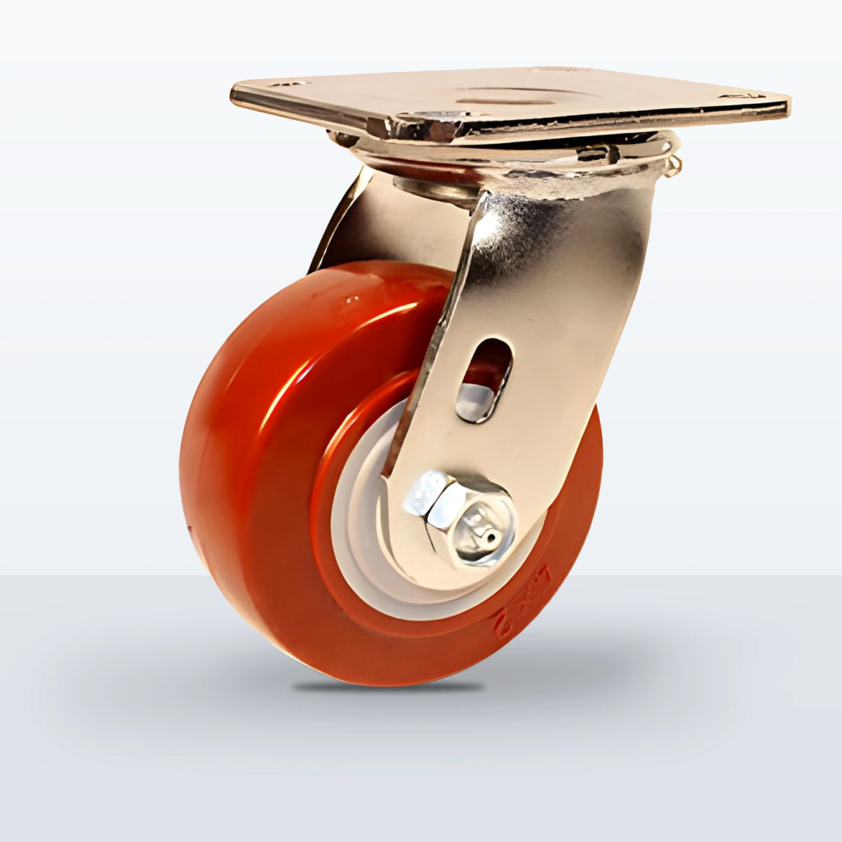 Stainless Steel 4" Polyurethane on Polypropylene Caster, Top Plate, 600 lb Capacity - Delrin Bearing