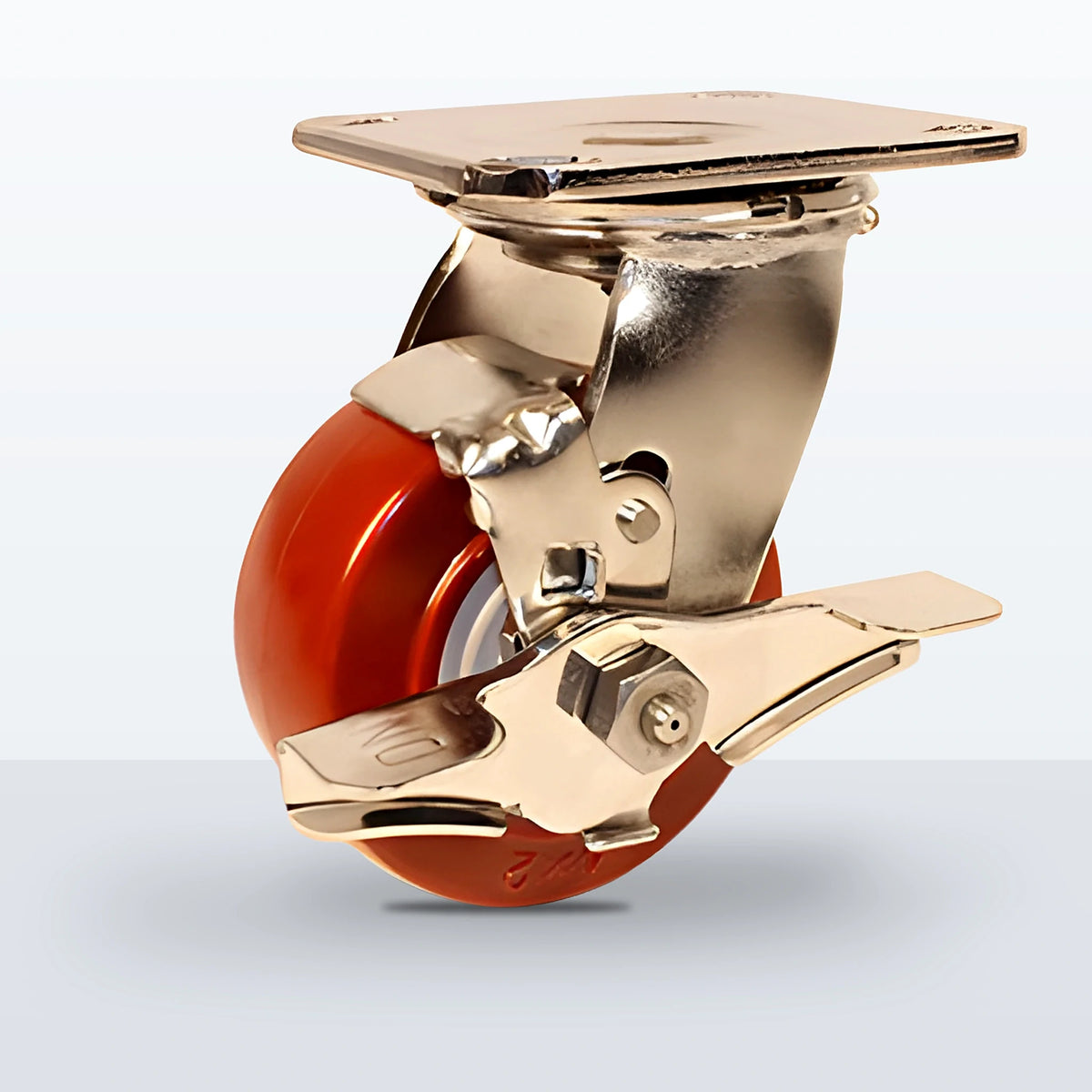 Stainless Steel 4" Polyurethane on Polypropylene Caster, Top Plate, 600 lb Capacity - Delrin Bearing