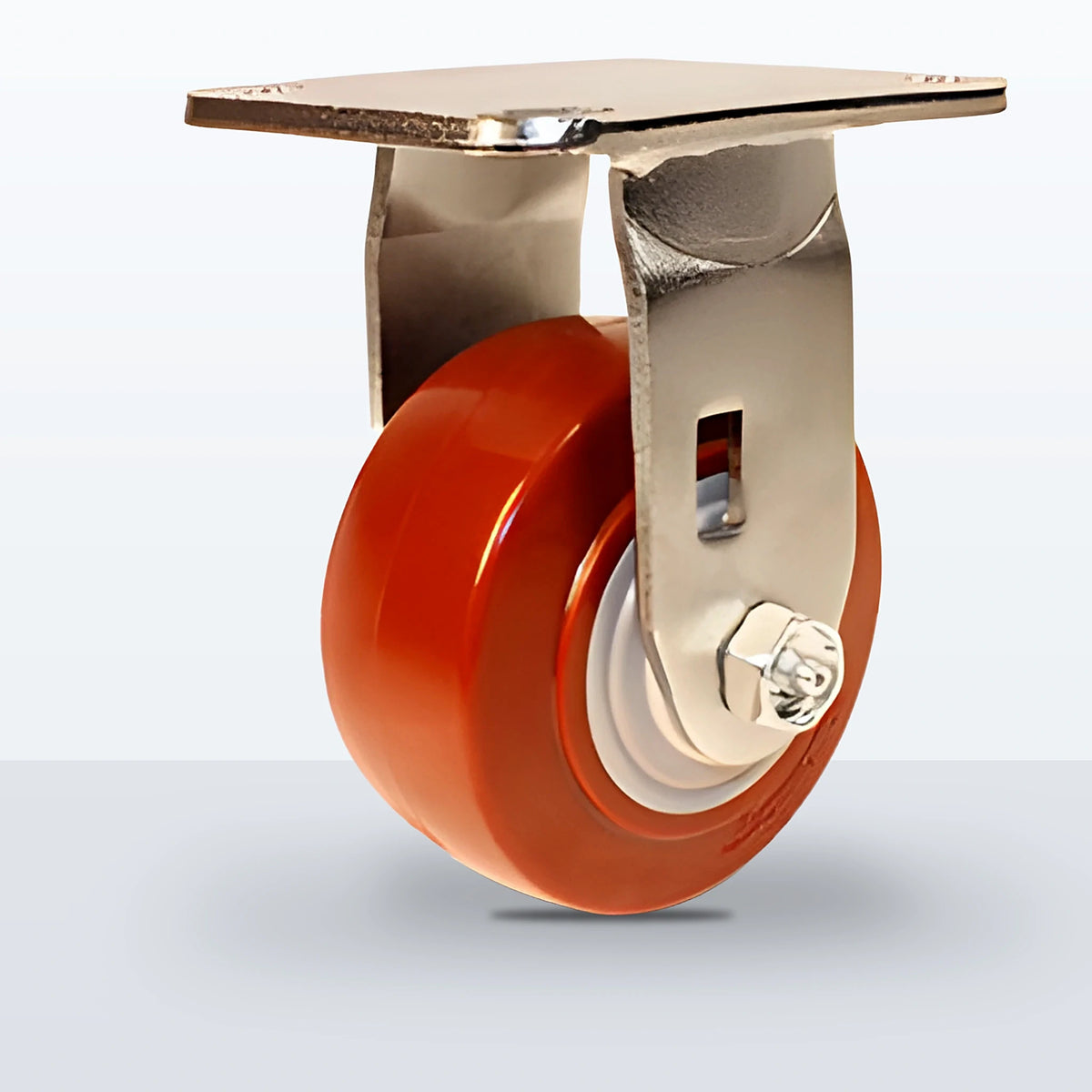 Stainless Steel 4" Polyurethane on Polypropylene Caster, Top Plate, 600 lb Capacity - Delrin Bearing