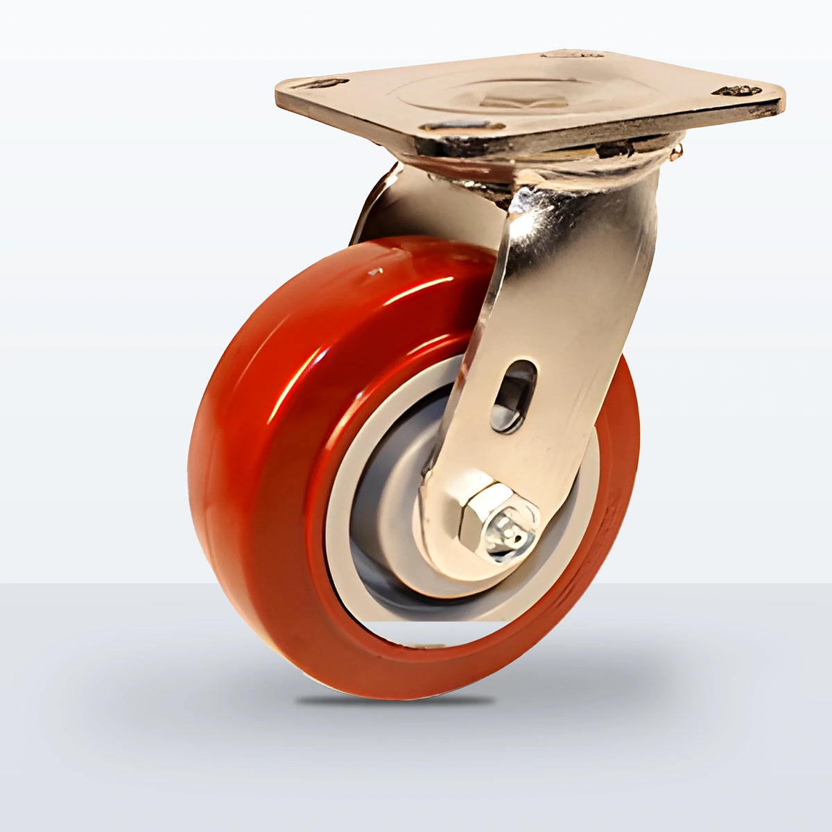 Stainless Steel 5" Polyurethane on Polypropylene Caster, Top Plate, 750 lb Capacity - Delrin Bearing