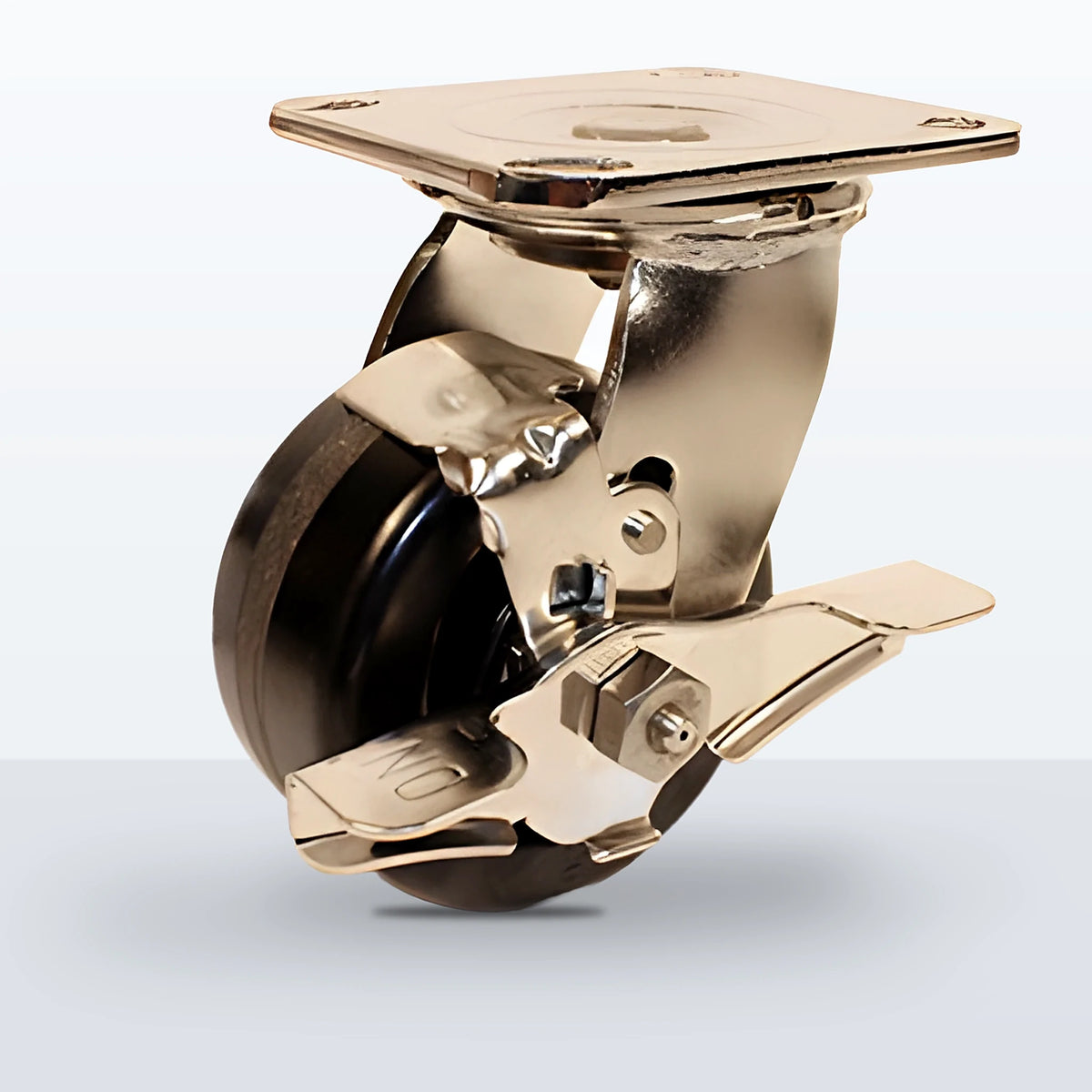 Stainless Steel 4" Phenolic Caster, Top Plate, 800 lb Capacity - Delrin Bearing