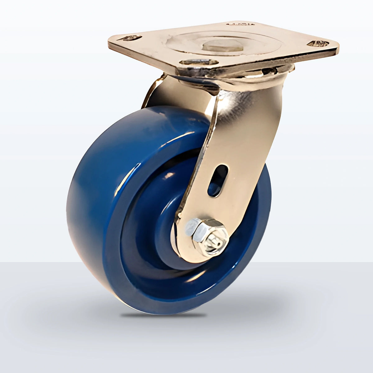 Stainless Steel 5" Solid Polyurethane Caster, Top Plate, 800 lb Capacity - Delrin Bearing