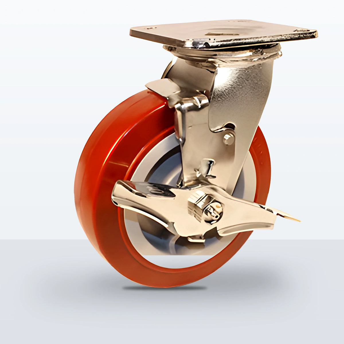 Stainless Steel 6" Polyurethane on Polypropylene Caster, Top Plate, 900 lb Capacity - Delrin Bearing