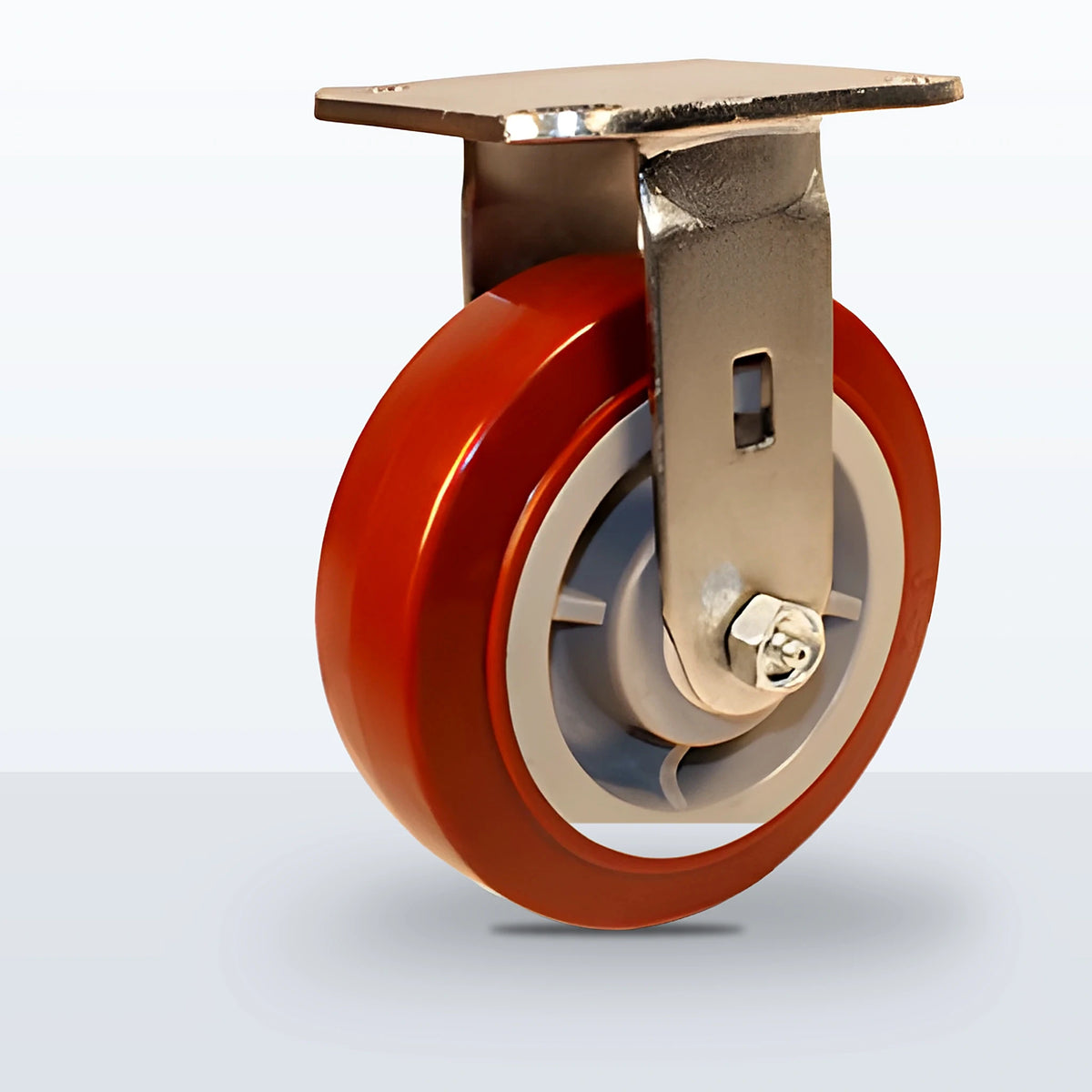 Stainless Steel 6" Polyurethane on Polypropylene Caster, Top Plate, 900 lb Capacity - Delrin Bearing