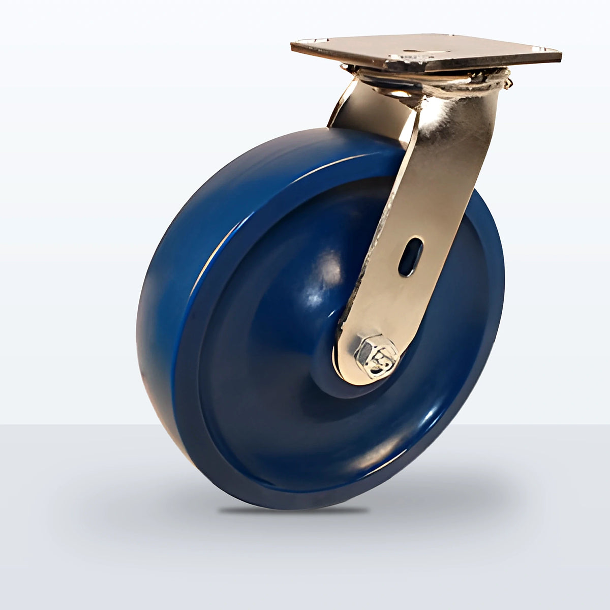 Stainless Steel 8" Solid Polyurethane Caster, Top Plate, 1000 lb Capacity - Delrin Bearing