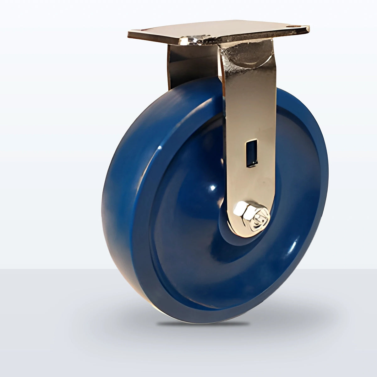 Stainless Steel 8" Solid Polyurethane Caster, Top Plate, 1000 lb Capacity - Delrin Bearing