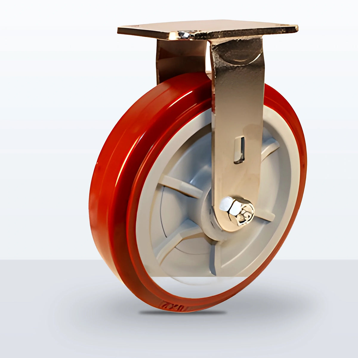 Stainless Steel 8" Polyurethane on Polypropylene Caster, Top Plate, 1000 lb Capacity - Delrin Bearing