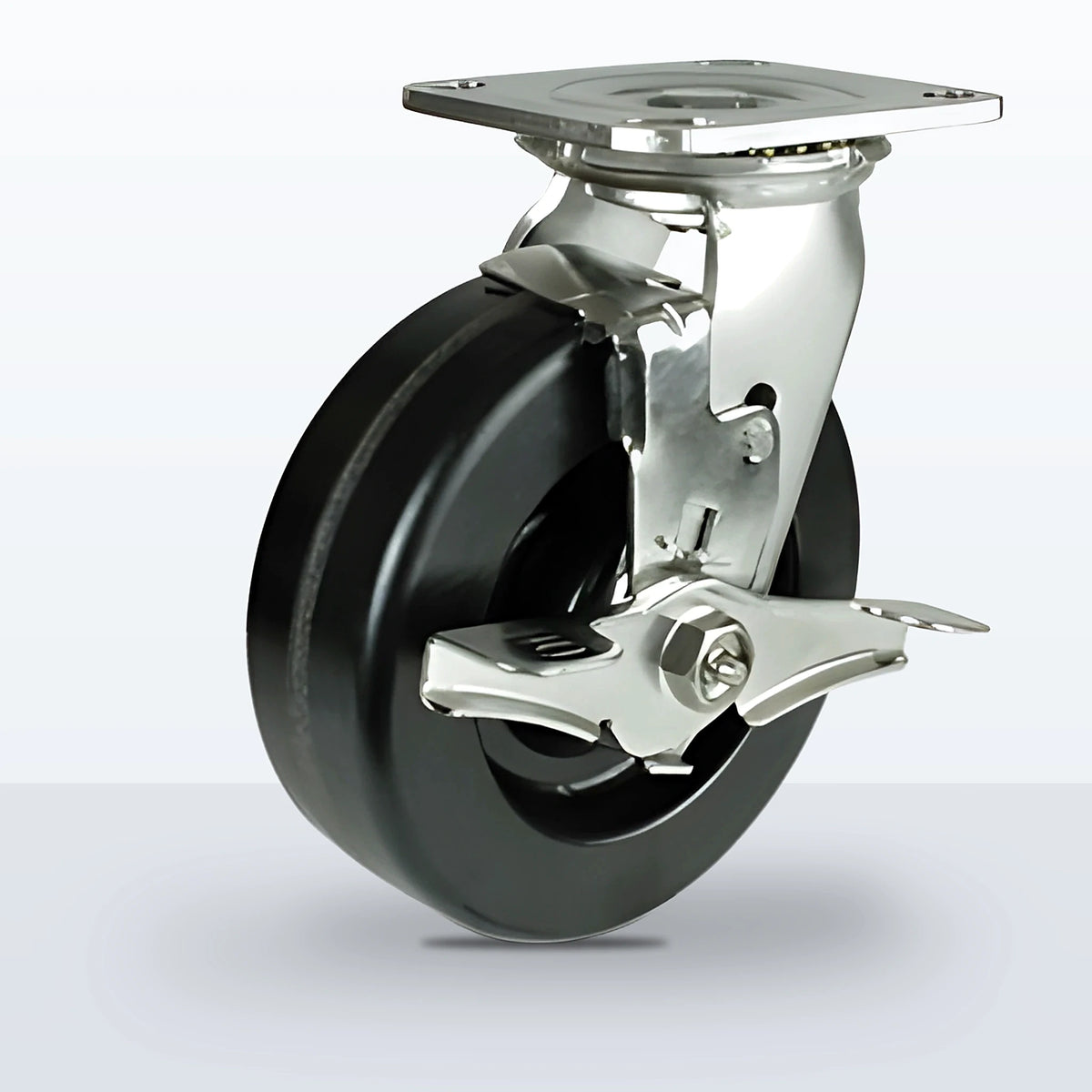 Stainless Steel 6" Phenolic Caster, Top Plate, 1200 lb Capacity - Delrin Bearing